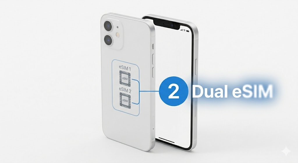 スマホにSIMカードが2枚入っているデュアルSIM構成のイメージ