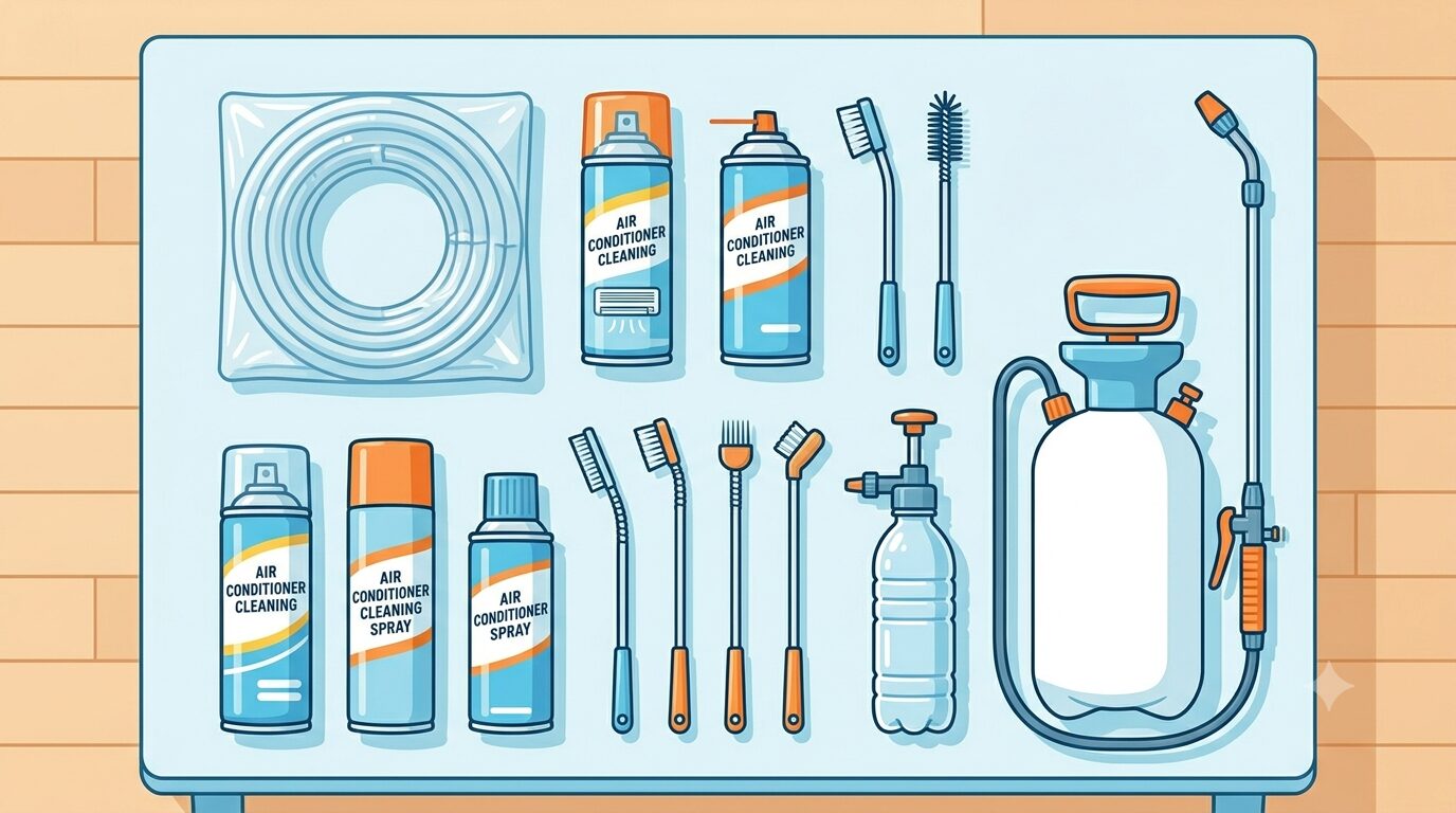 エアコン掃除のDIYでそろえた道具一式