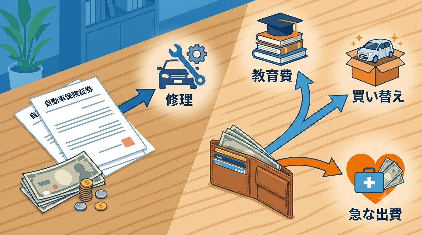 車両保険は修理費の先払い、現金は何にでも使える