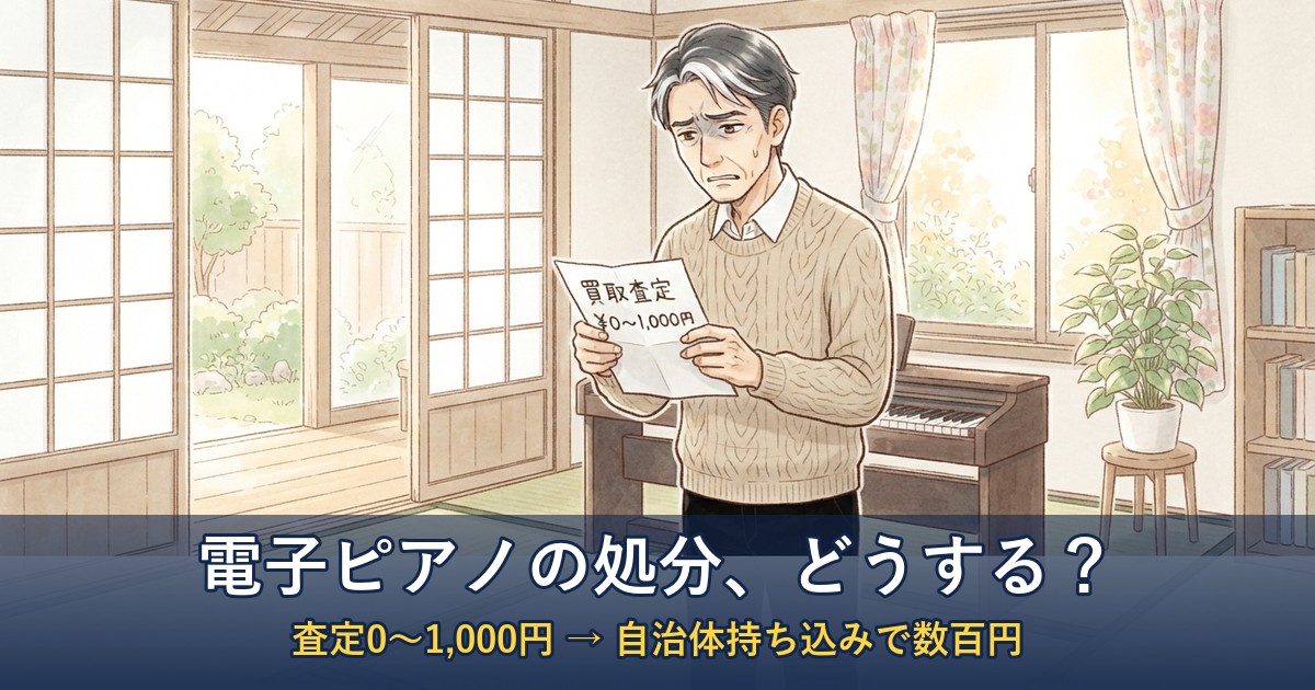 電子ピアノの処分どうする？査定0〜1000円から自治体持ち込みへ